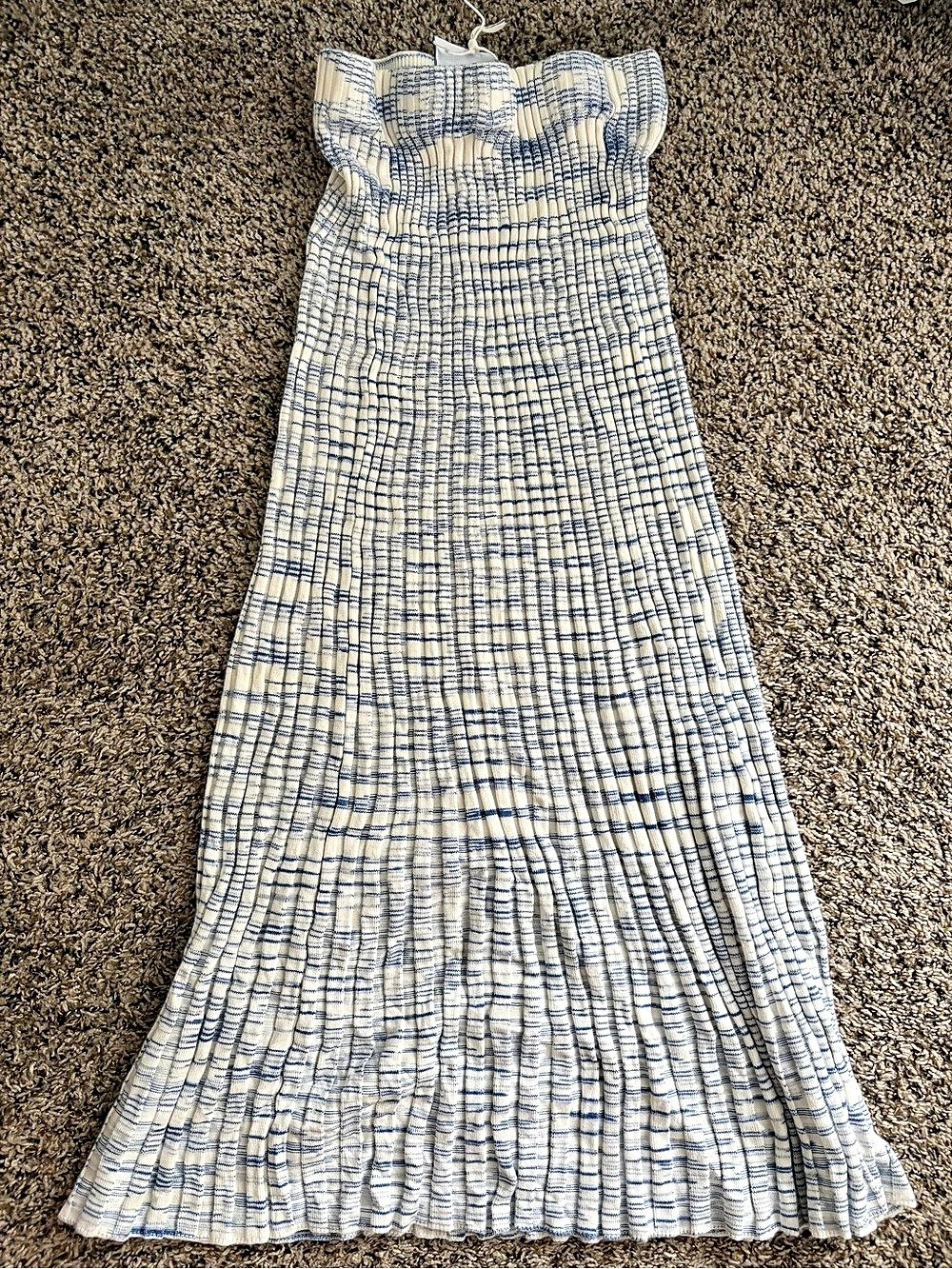 C/MEO COLLECTIVE Striped Maxi Dress in White & Blue Size Small